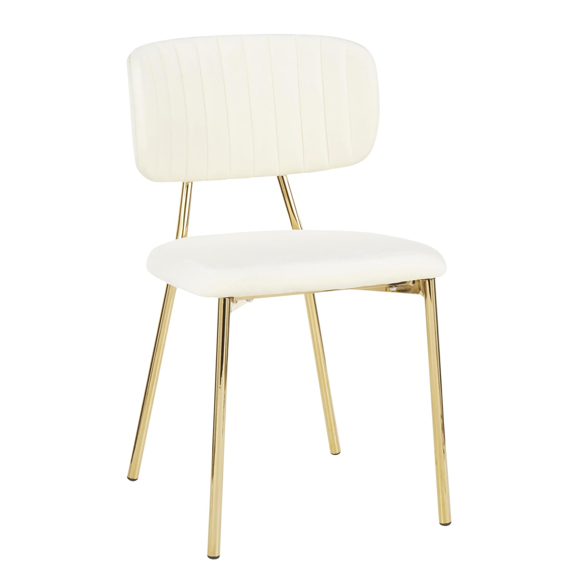 Bouton Chair - Set of 2 - Gold Metal, Cream Velvet