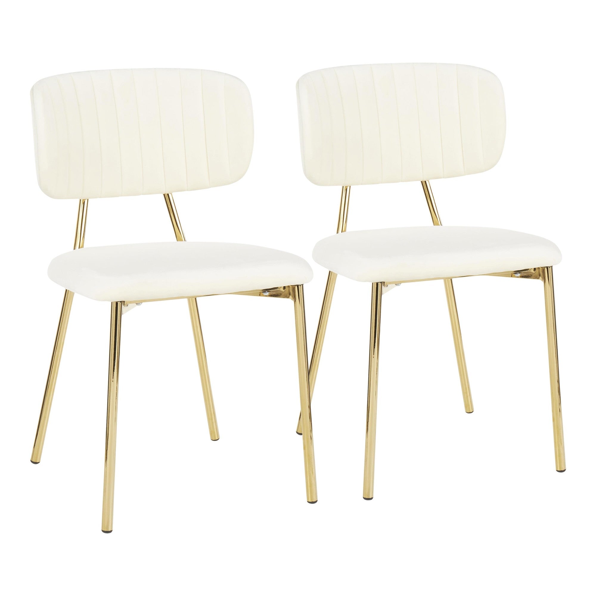 Bouton Chair - Set of 2 - Gold Metal, Cream Velvet