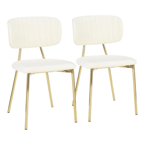 Bouton Chair - Set of 2 - Gold Metal, Cream Velvet