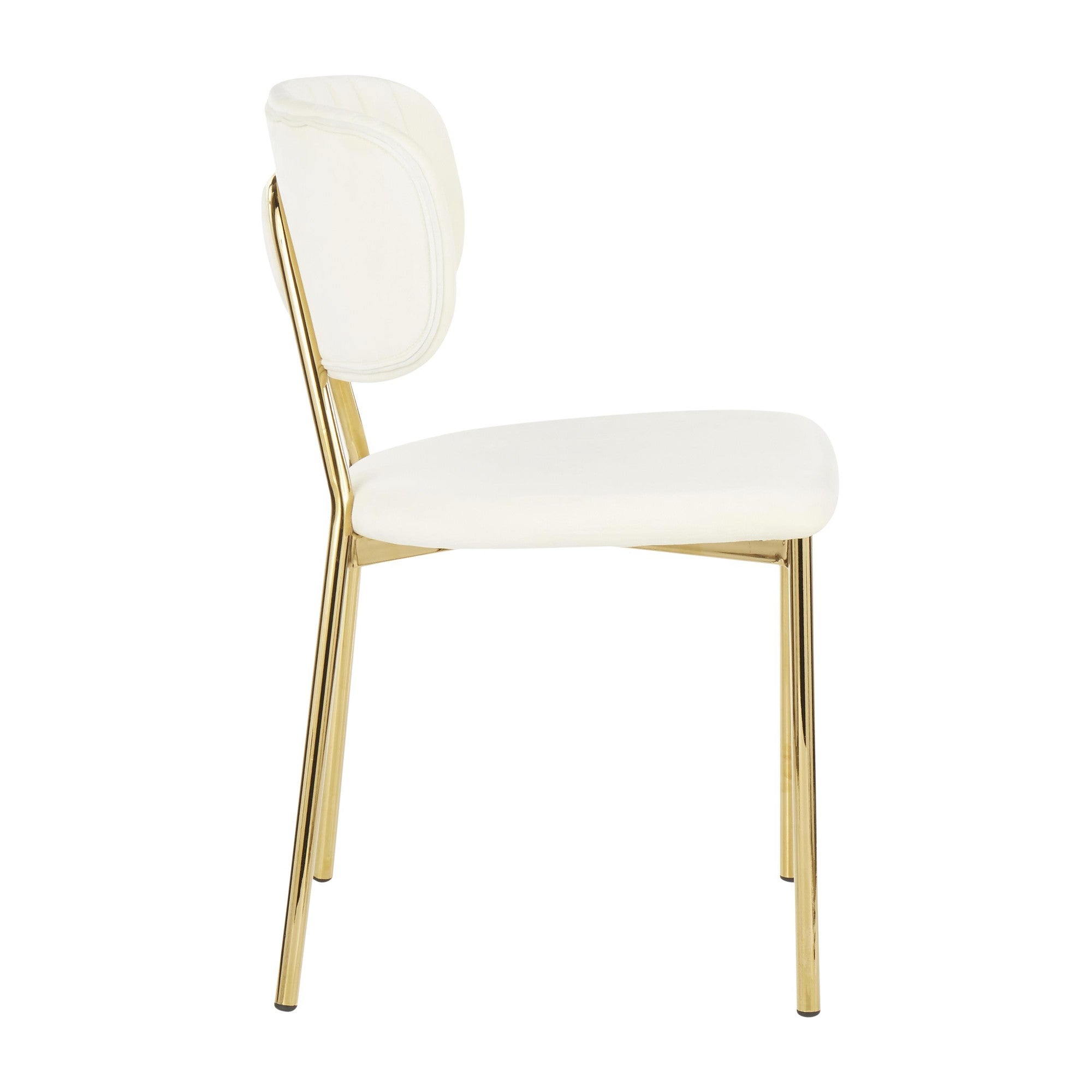 Bouton Chair - Set of 2 - Gold Metal, Cream Velvet