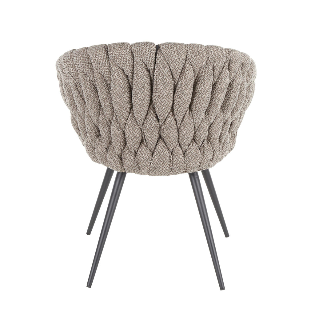 Braided Matisse Chair - Black Frame, Grey Fabric, Grey PU