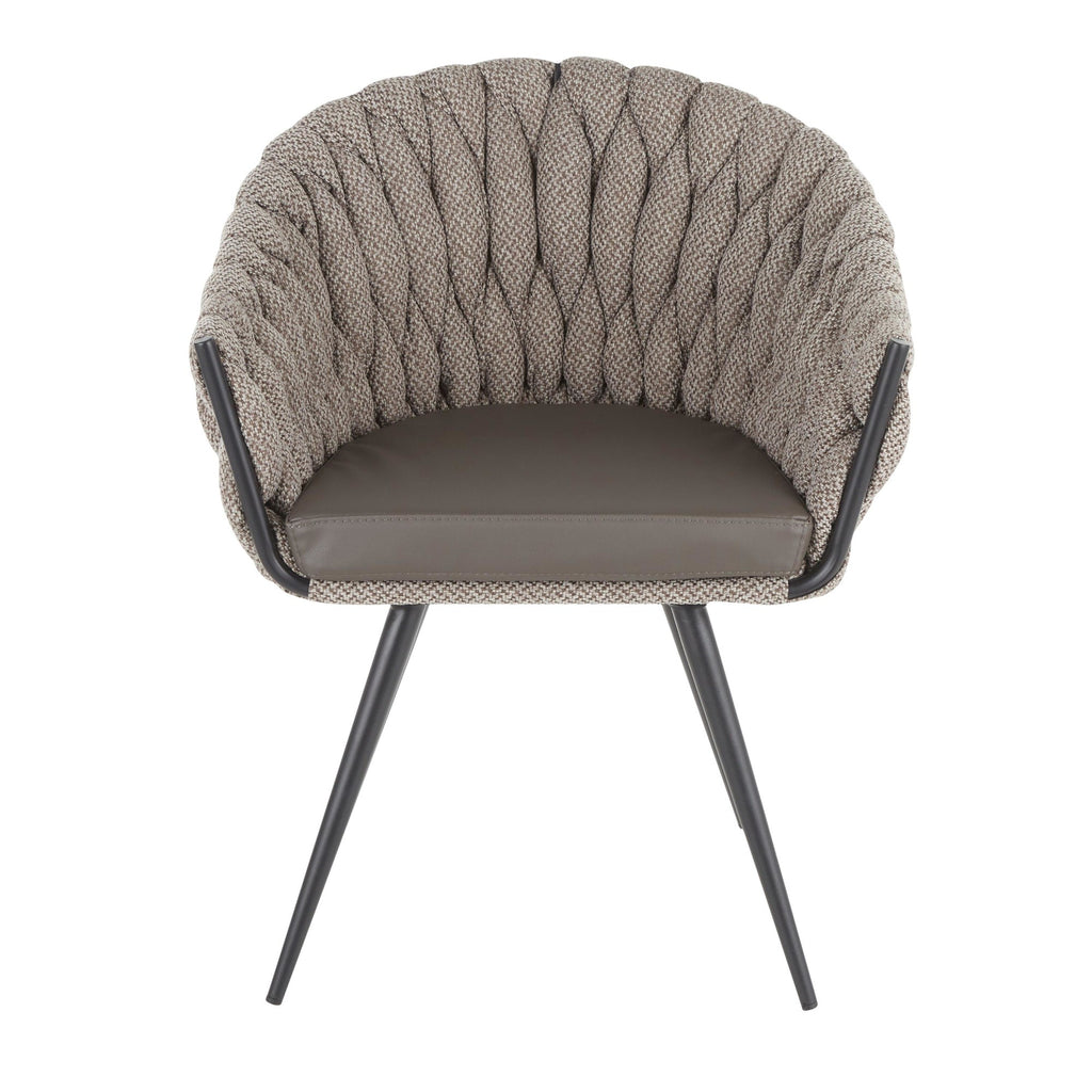Braided Matisse Chair - Black Frame, Grey Fabric, Grey PU