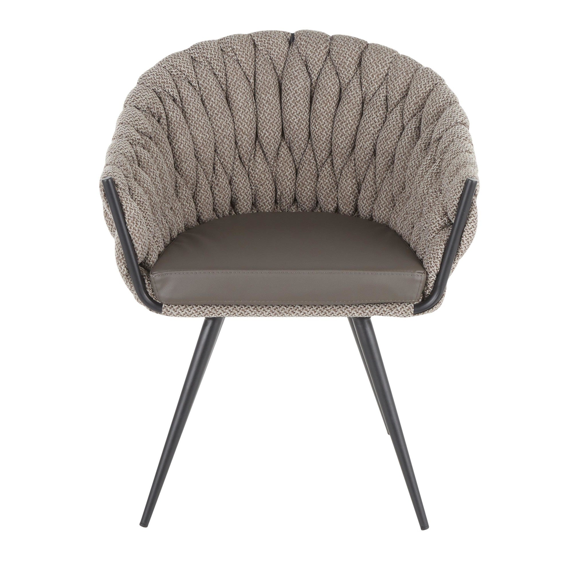 Braided Matisse Chair - Black Frame, Grey Fabric, Grey PU