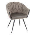 Braided Matisse Chair - Black Frame, Grey Fabric, Grey PU