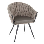 Braided Matisse Chair - Black Frame, Grey Fabric, Grey PU
