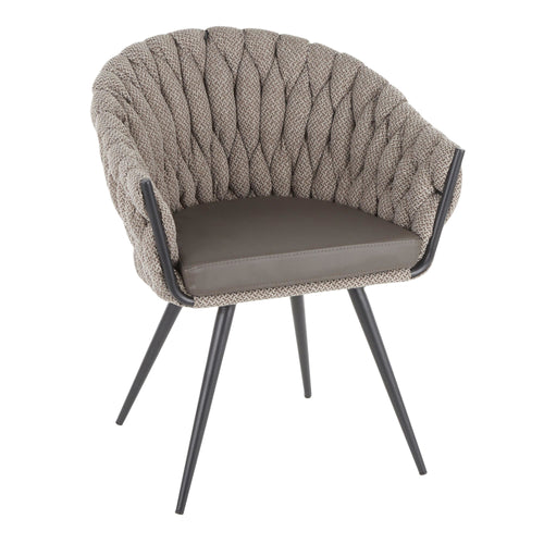 Braided Matisse Chair - Black Frame, Grey Fabric, Grey PU