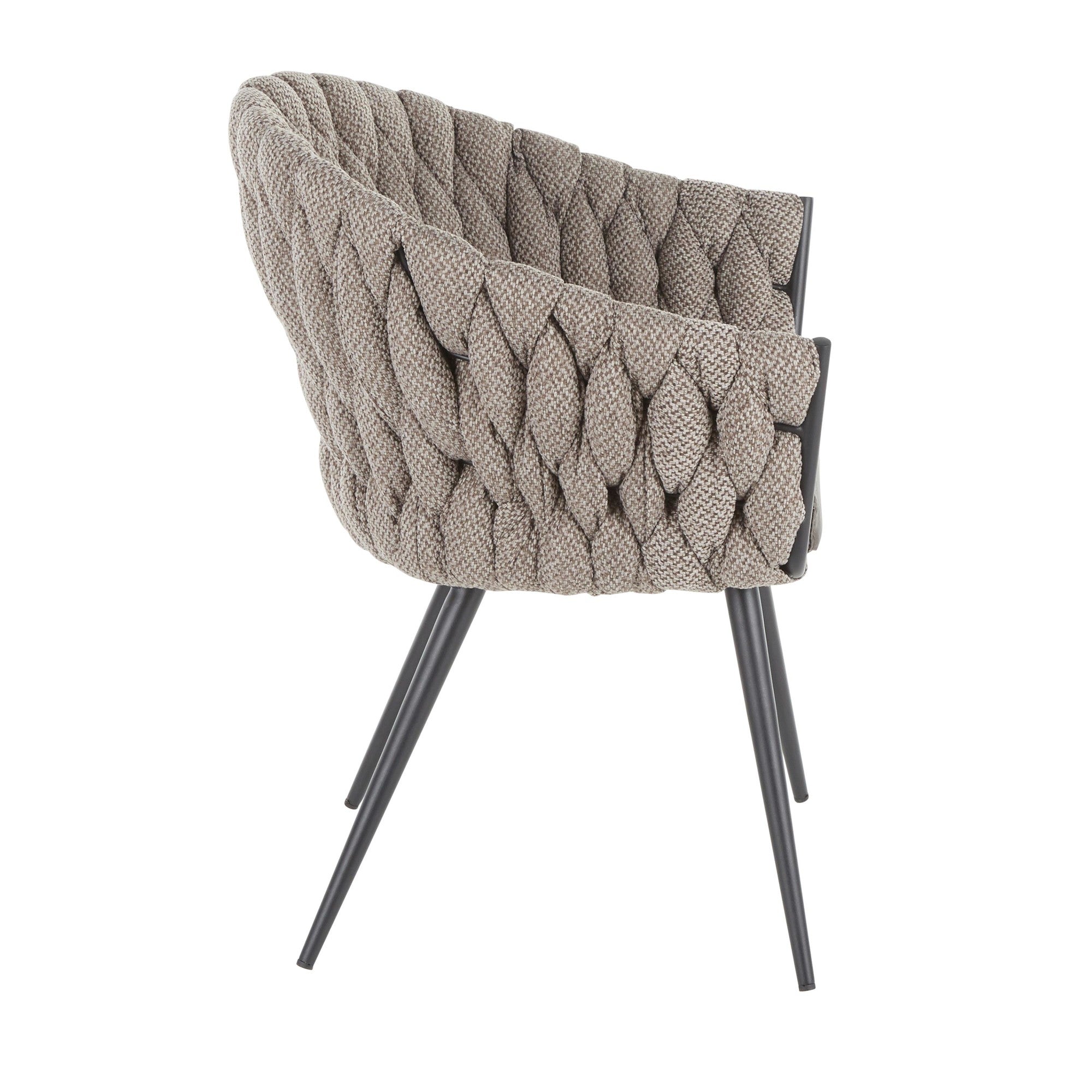Braided Matisse Chair - Black Frame, Grey Fabric, Grey PU
