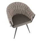Braided Matisse Chair - Black Frame, Grey Fabric, Grey PU