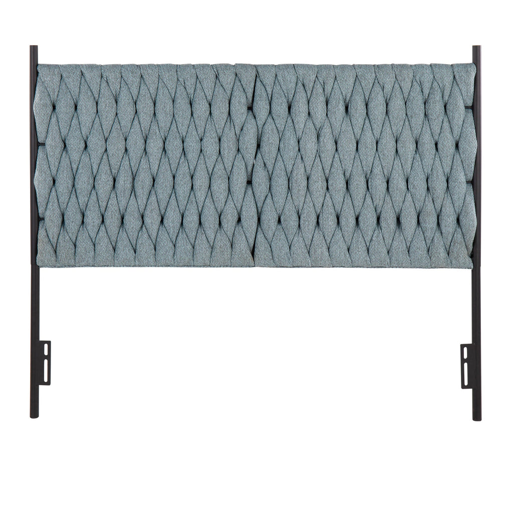 Braided Matisse Headboard - Black Metal, Blue Fabric