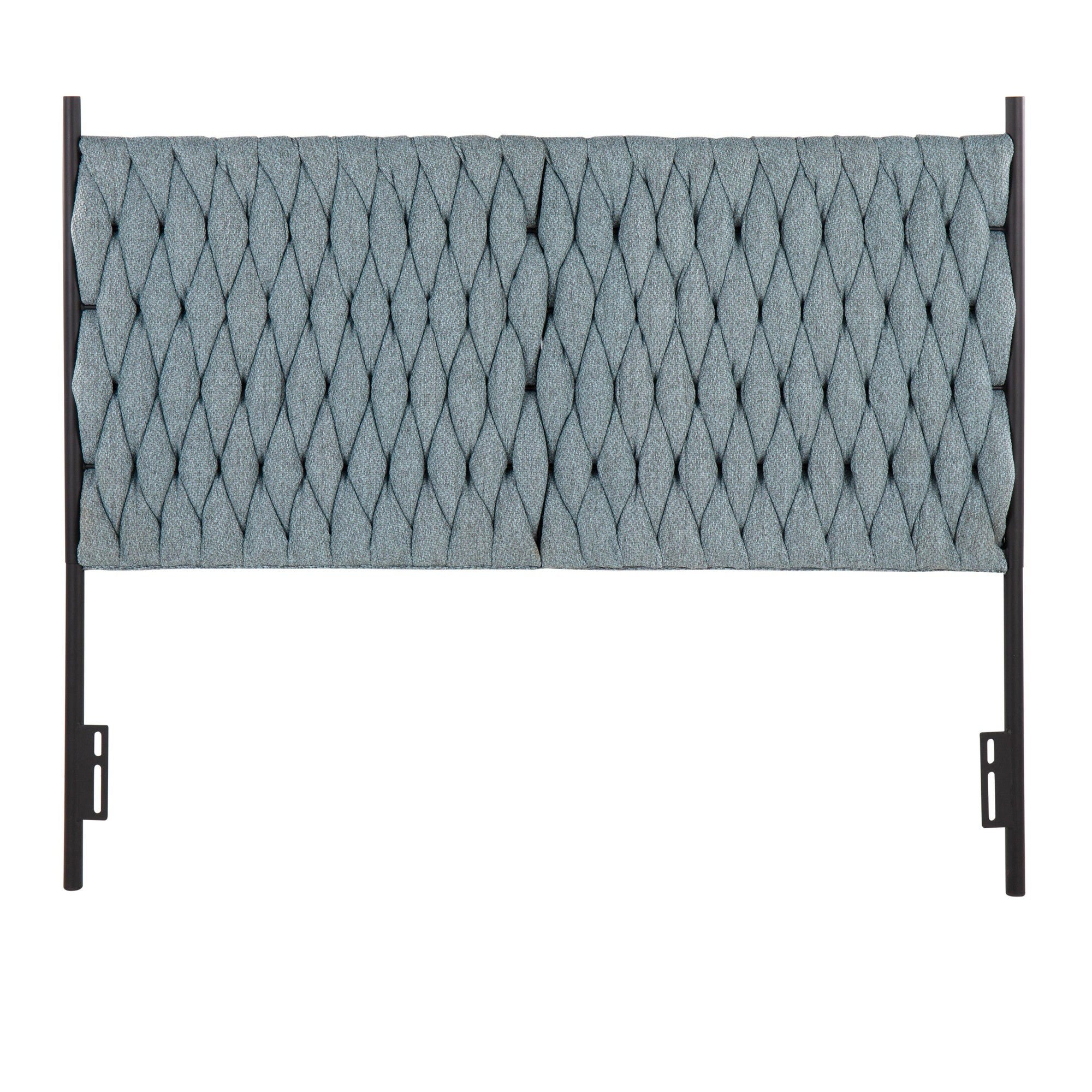 Braided Matisse Headboard - Black Metal, Blue Fabric