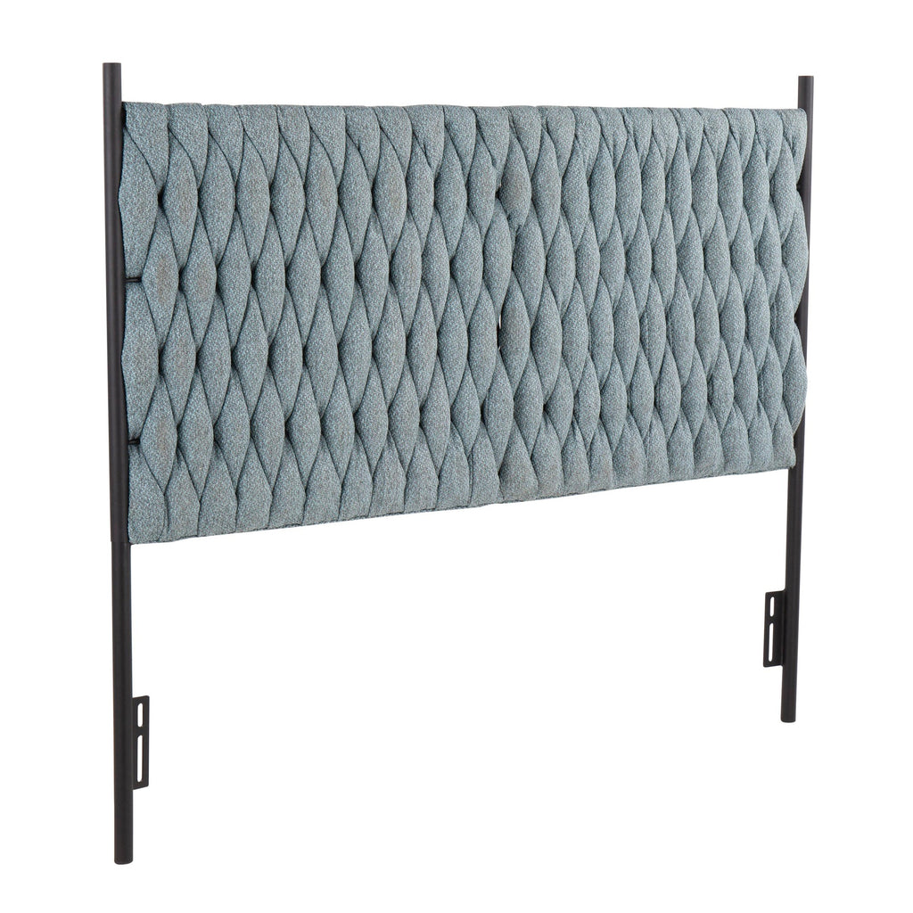 Braided Matisse Headboard - Black Metal, Blue Fabric