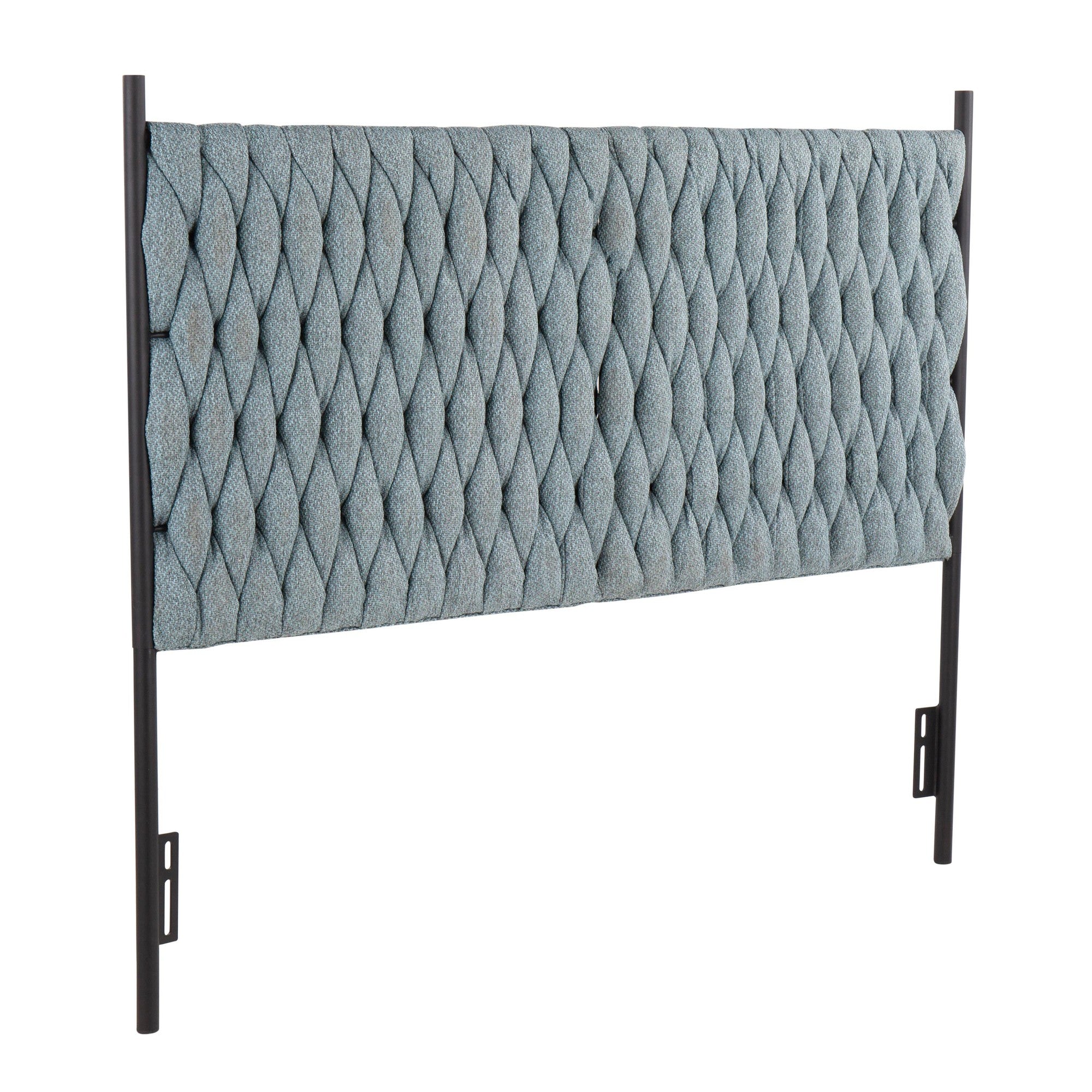 Braided Matisse Headboard - Black Metal, Blue Fabric
