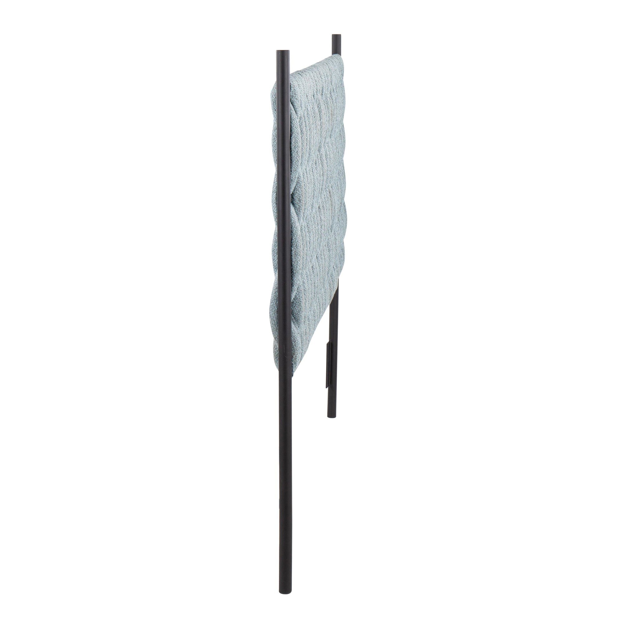 Braided Matisse Headboard - Black Metal, Blue Fabric
