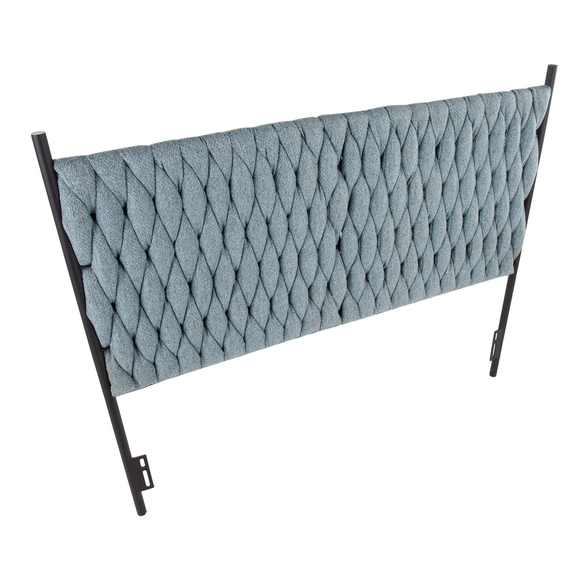 Braided Matisse Headboard - Black Metal, Blue Fabric