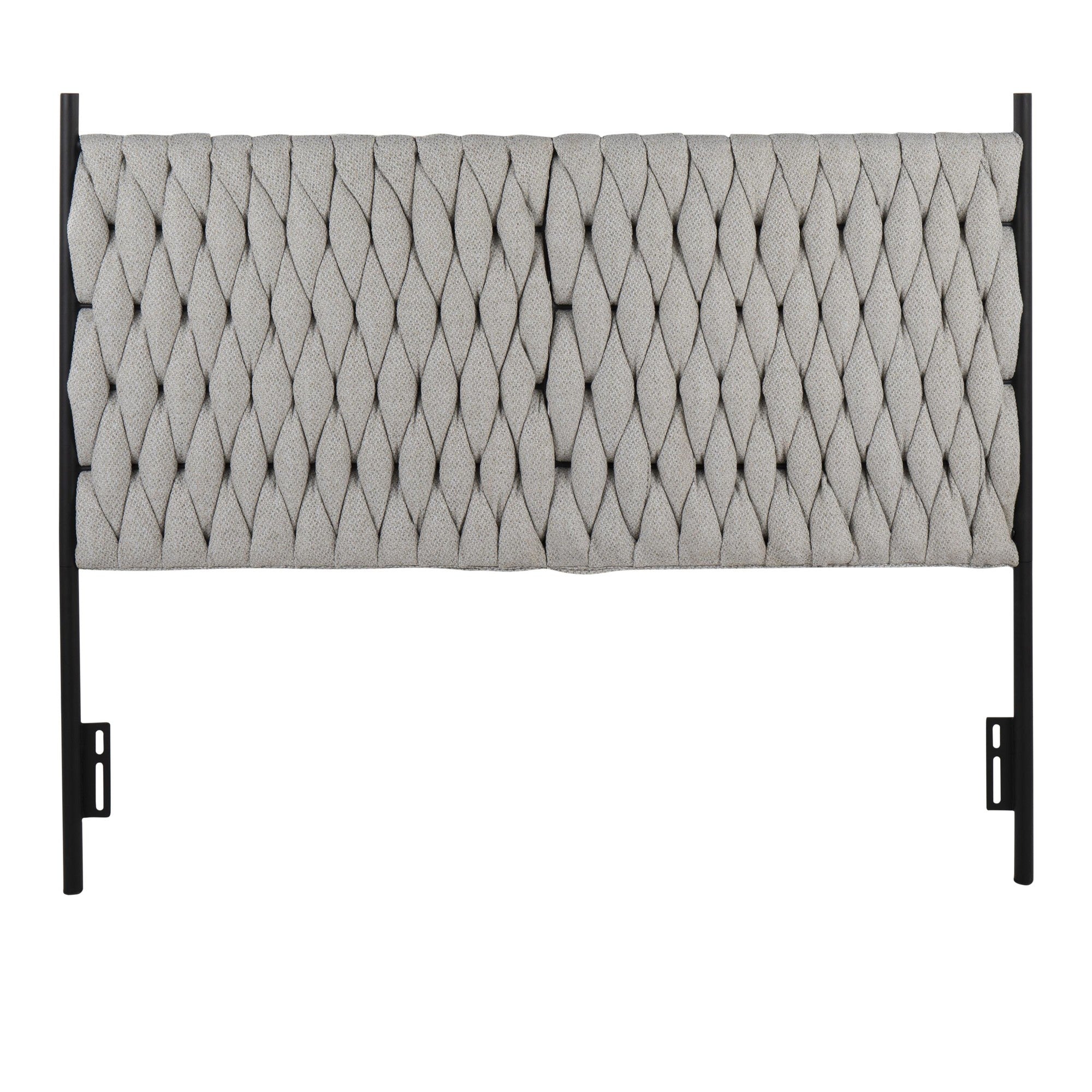 Braided Matisse Headboard - Black Metal, Cream Fabric