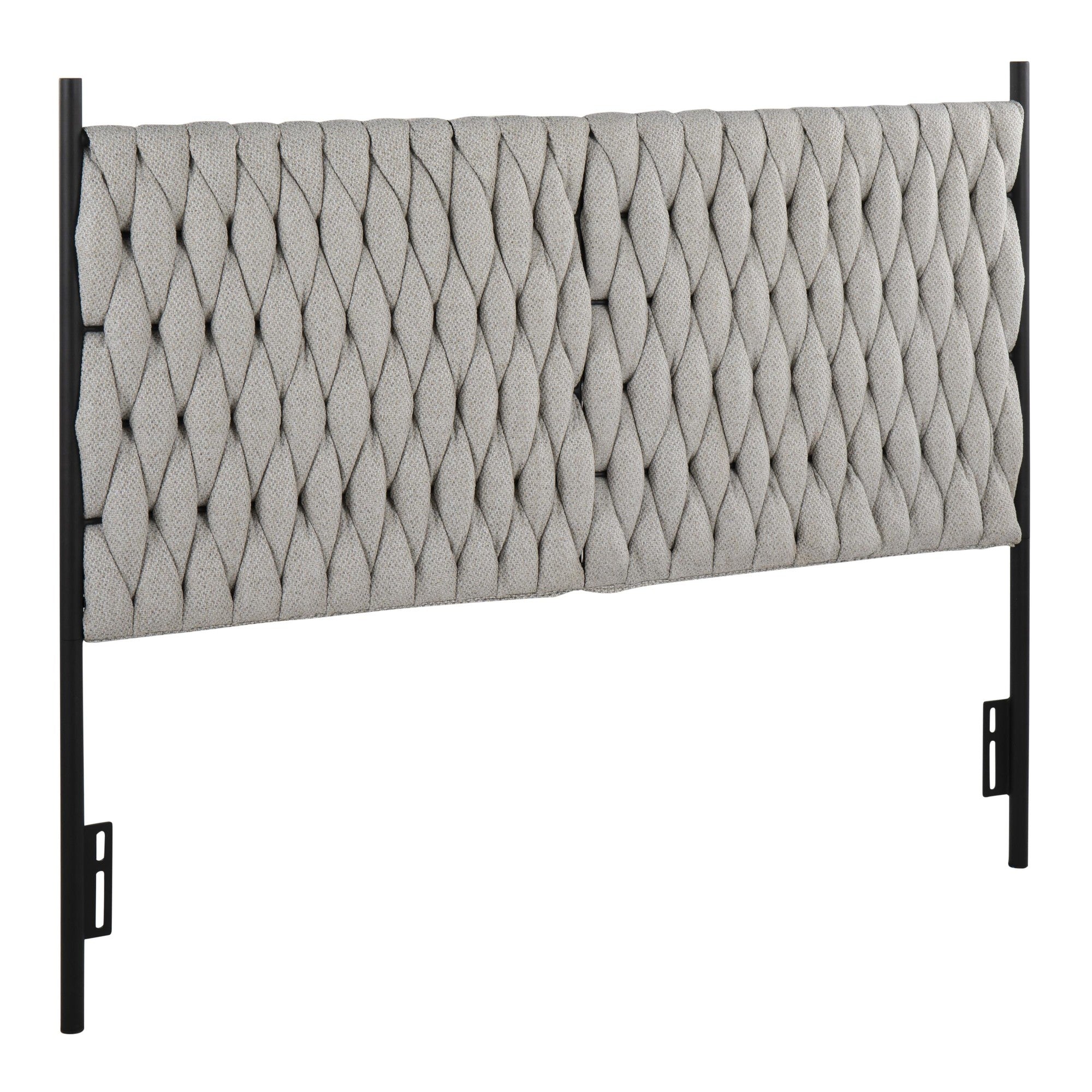 Braided Matisse Headboard - Black Metal, Cream Fabric