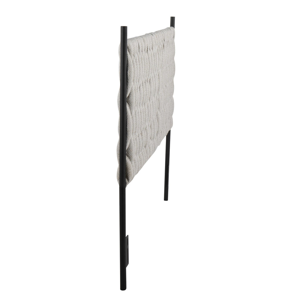 Braided Matisse Headboard - Black Metal, Cream Fabric
