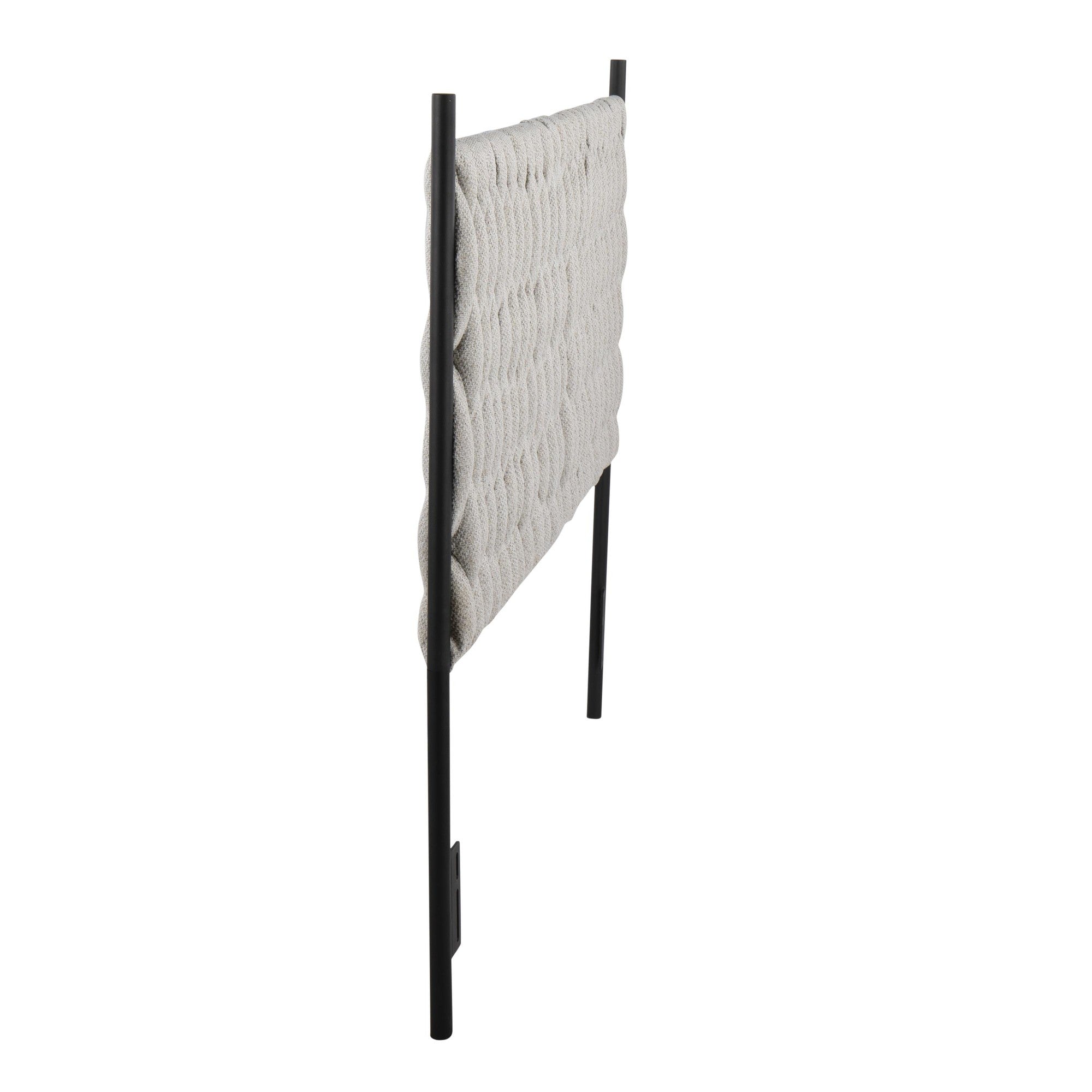 Braided Matisse Headboard - Black Metal, Cream Fabric