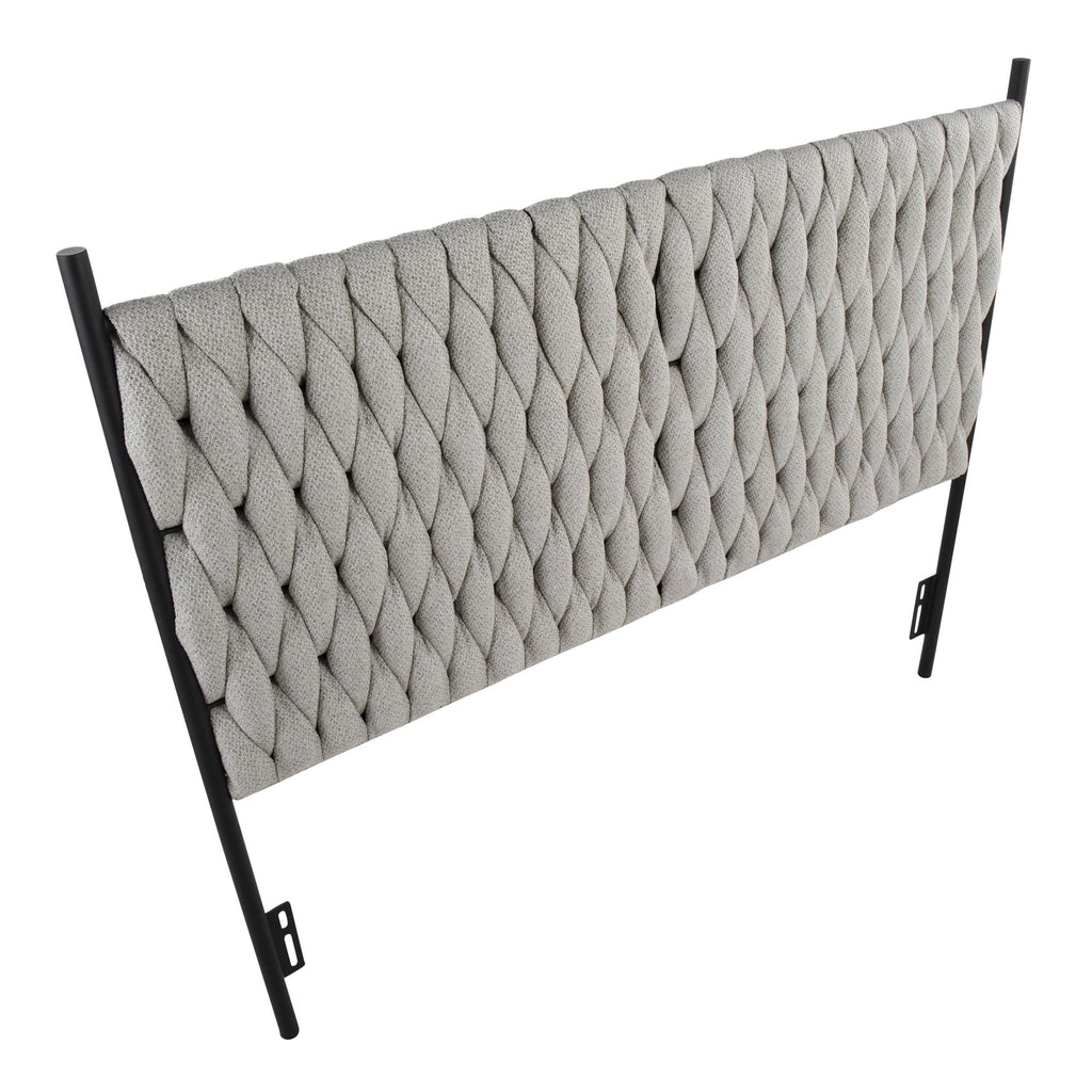 Braided Matisse Headboard - Black Metal, Cream Fabric