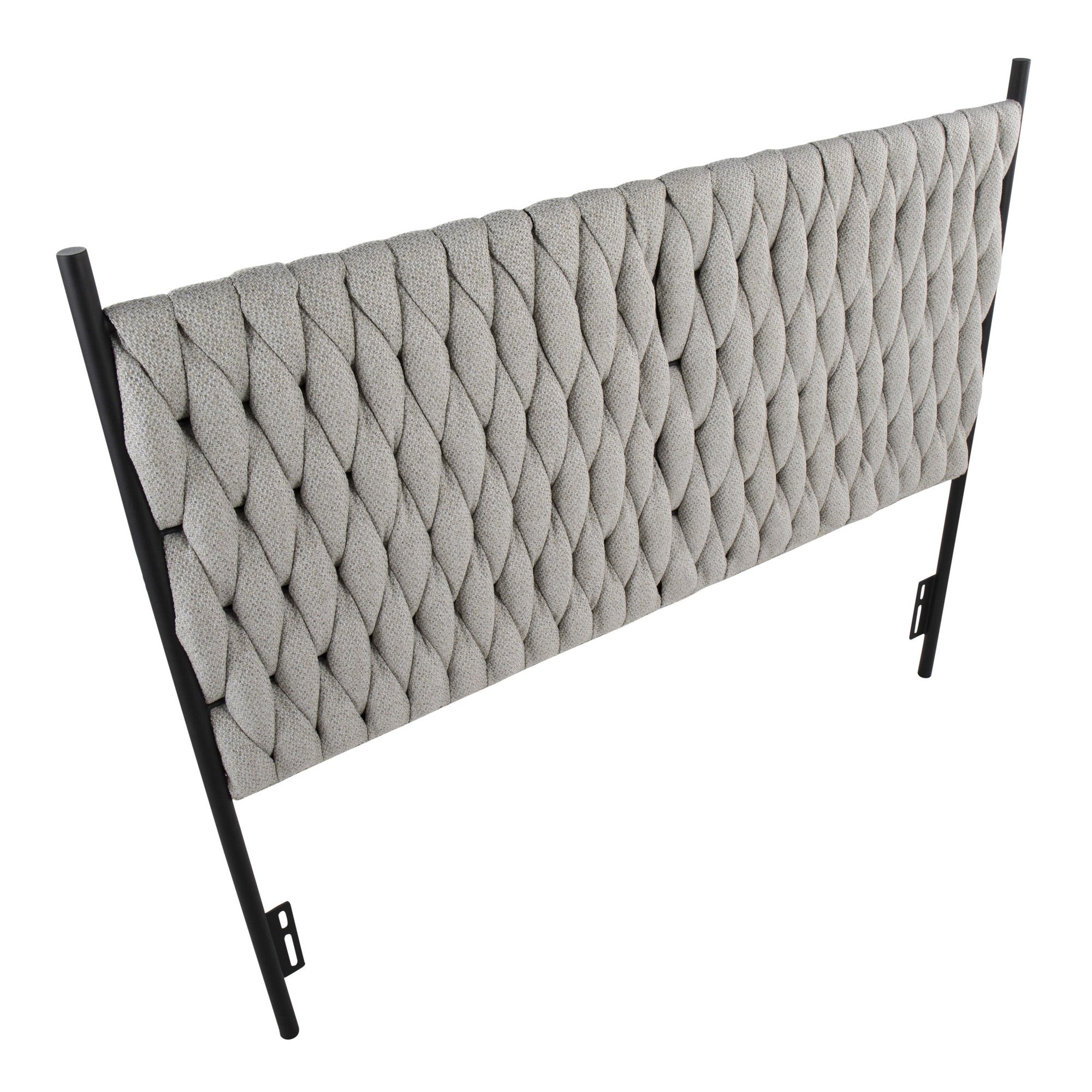 Braided Matisse Headboard - Black Metal, Cream Fabric