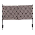 Braided Matisse Headboard - Black Metal, Grey Fabric