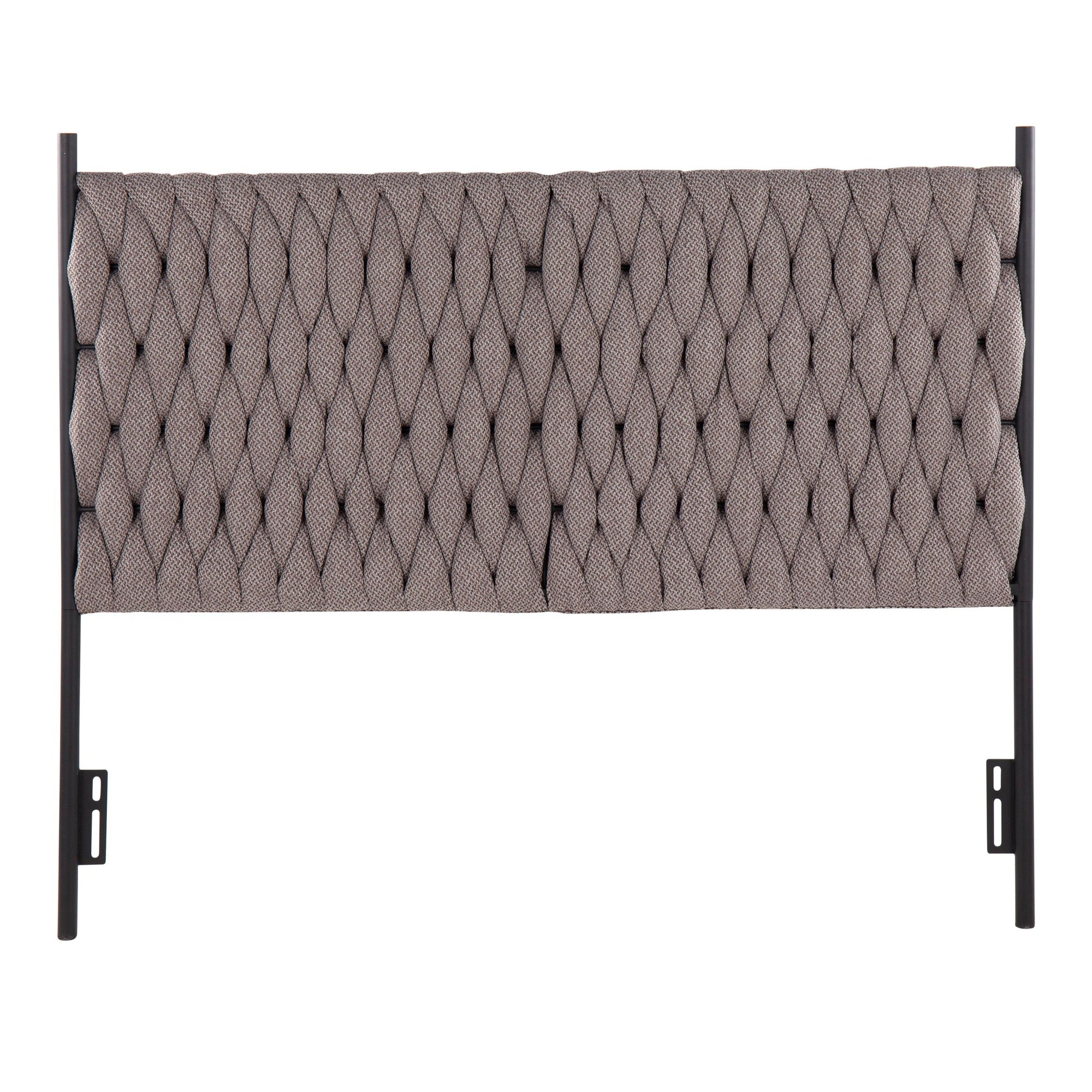 Braided Matisse Headboard - Black Metal, Grey Fabric
