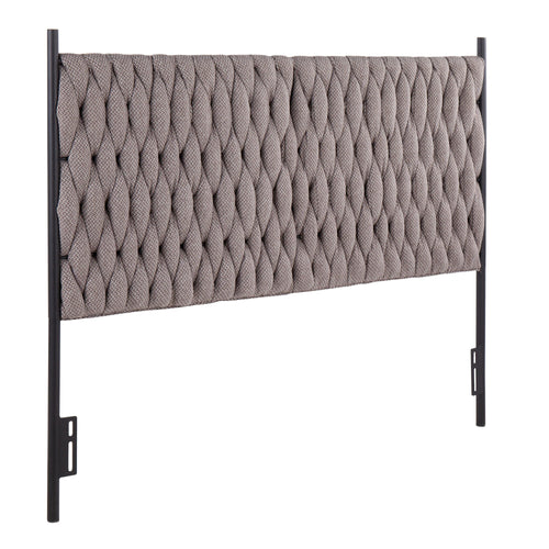 Braided Matisse Headboard - Black Metal, Grey Fabric