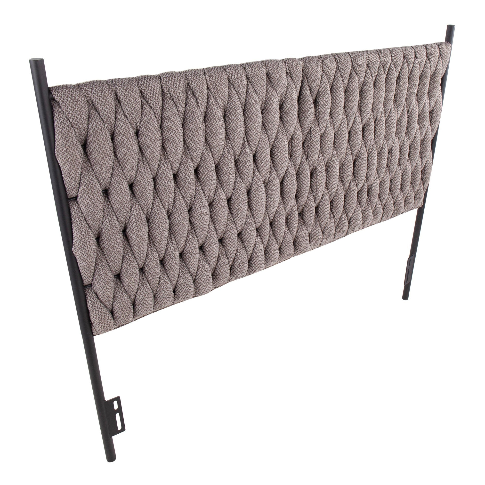 Braided Matisse Headboard - Black Metal, Grey Fabric