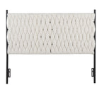 Braided Matisse Headboard - Black Metal, Cream Sherpa Fabric