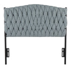 Braided Matisse Twin Headboard - Black Metal, Blue Fabric