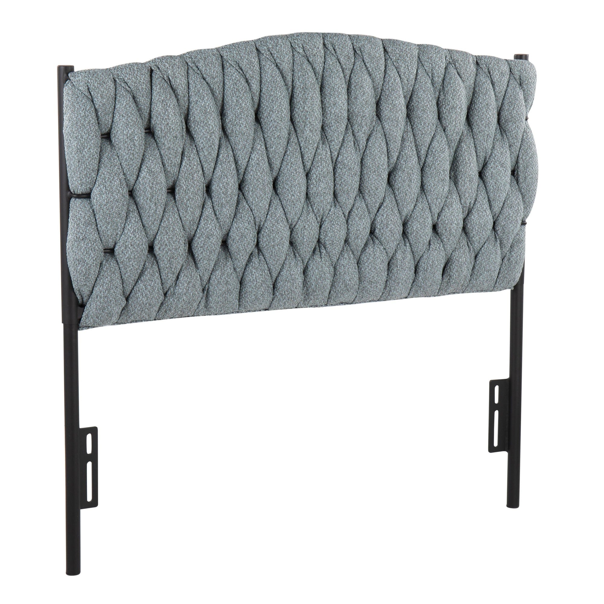Braided Matisse Twin Headboard - Black Metal, Blue Fabric