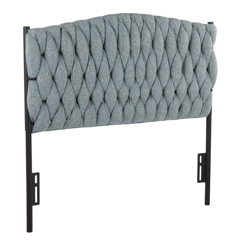 Braided Matisse Twin Headboard - Black Metal, Blue Fabric