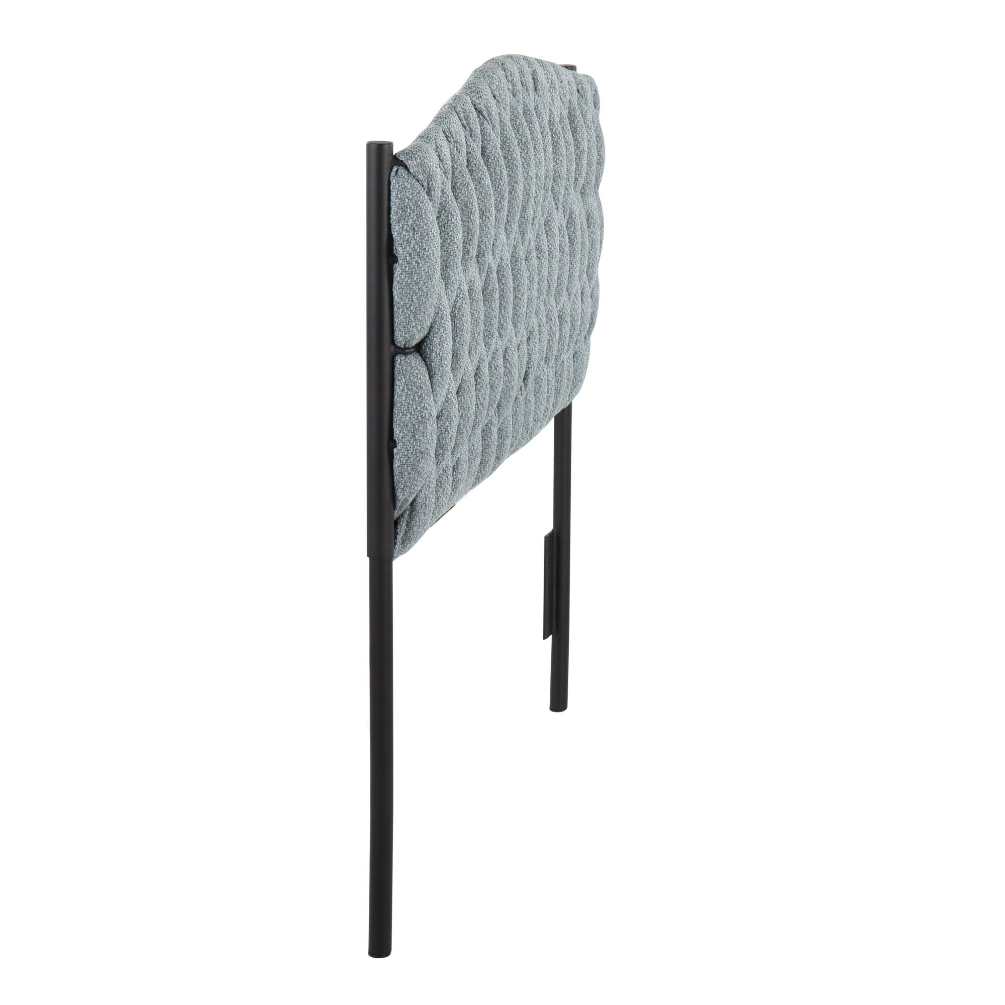 Braided Matisse Twin Headboard - Black Metal, Blue Fabric