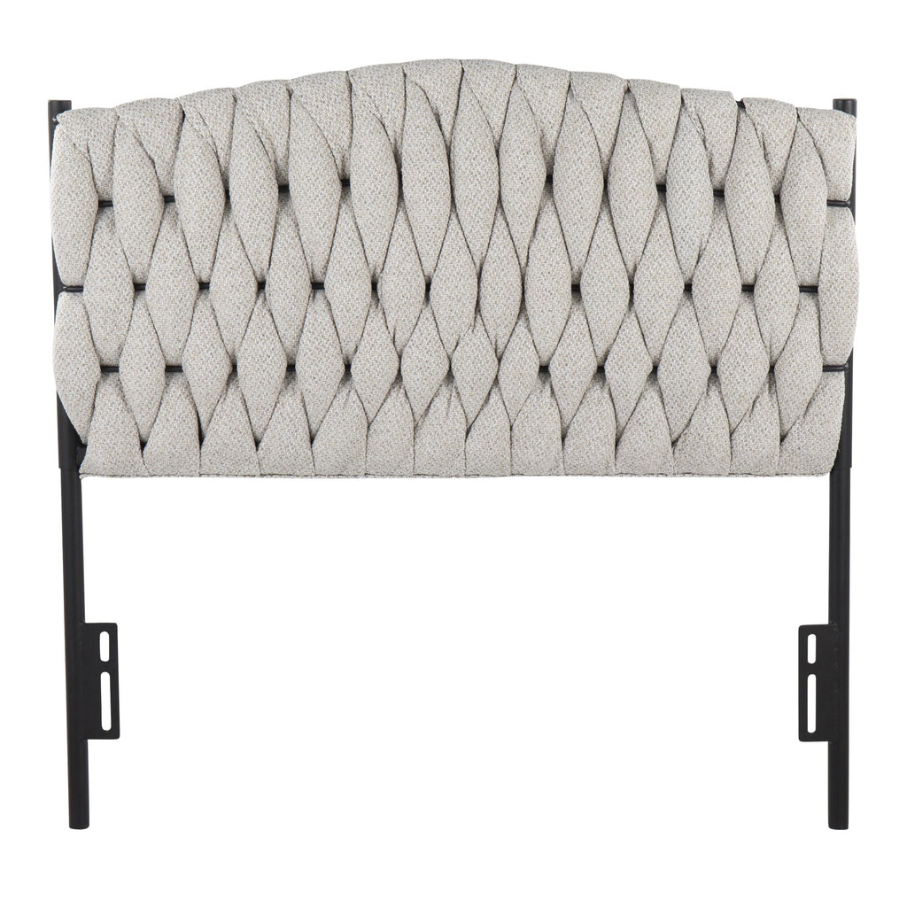 Braided Matisse Twin Headboard - Black Metal, Cream Fabric