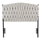 Braided Matisse Twin Headboard - Black Metal, Cream Fabric