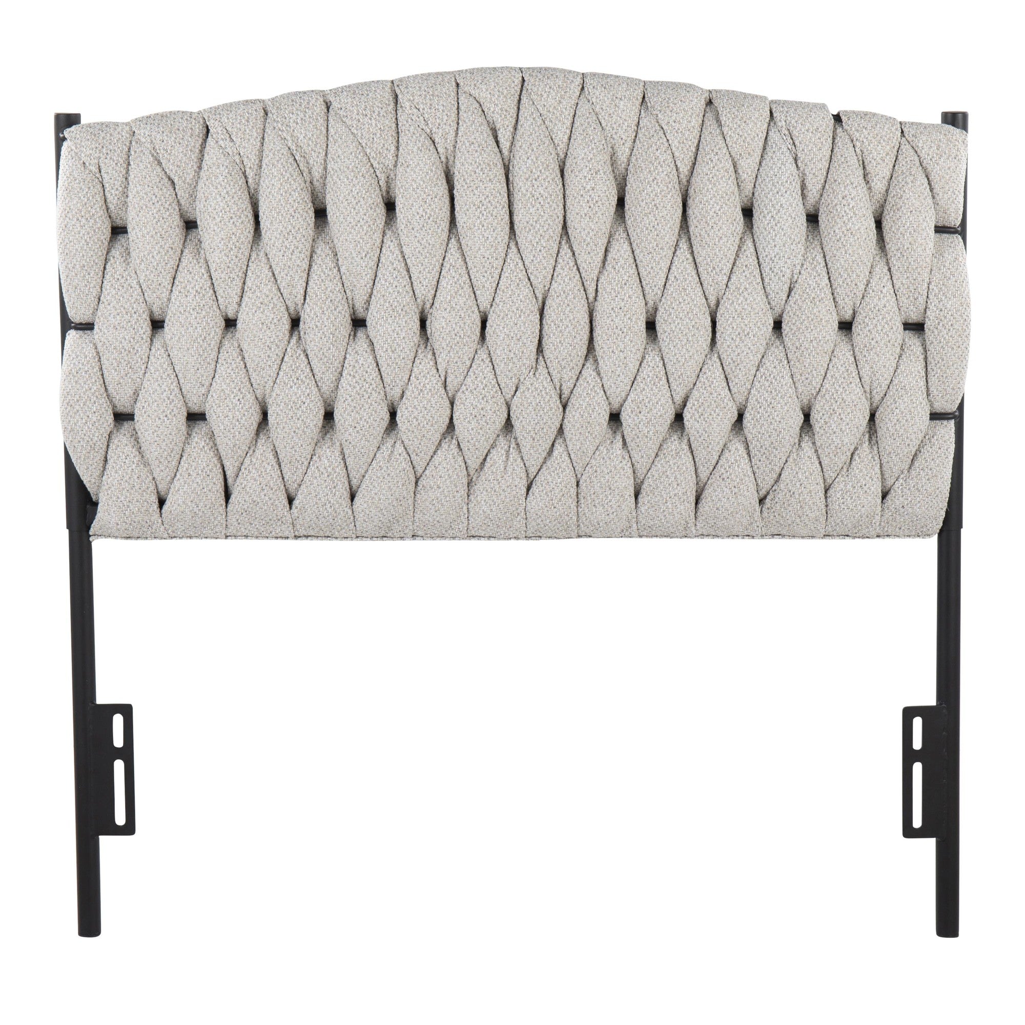 Braided Matisse Twin Headboard - Black Metal, Cream Fabric