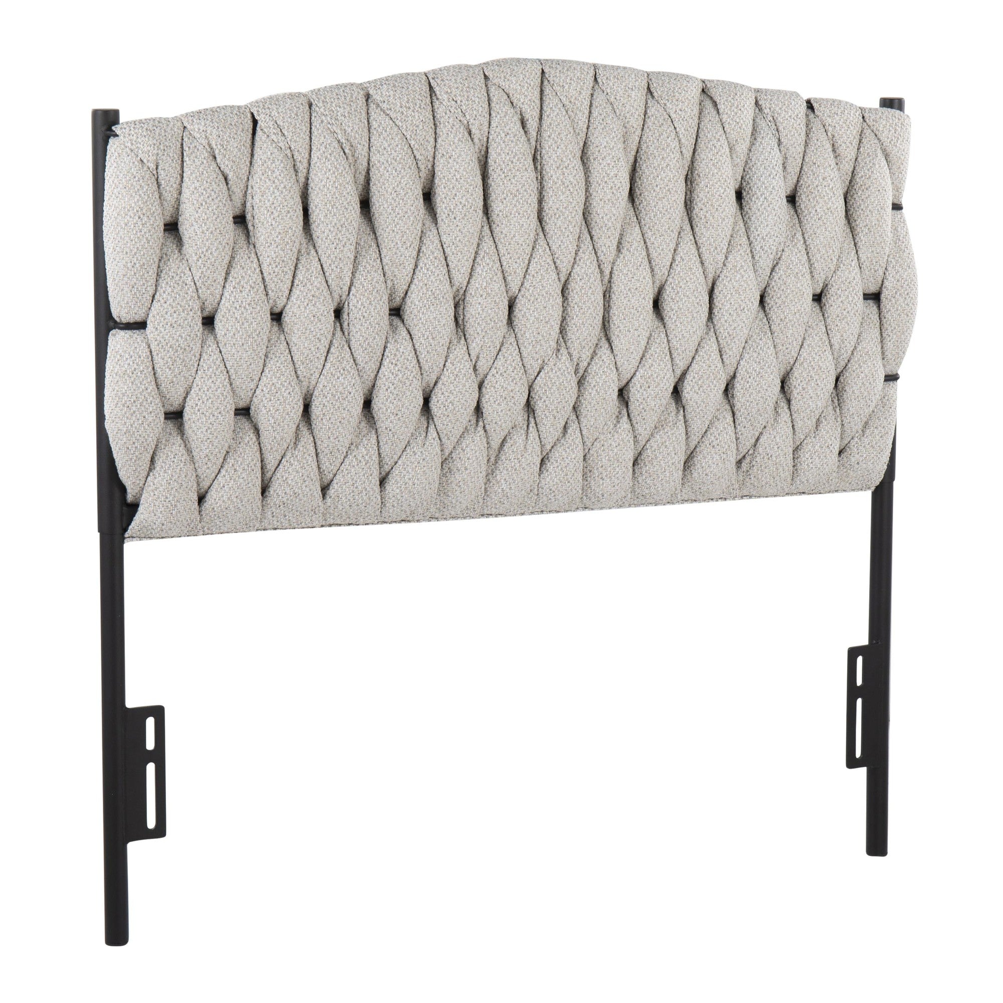 Braided Matisse Twin Headboard - Black Metal, Cream Fabric