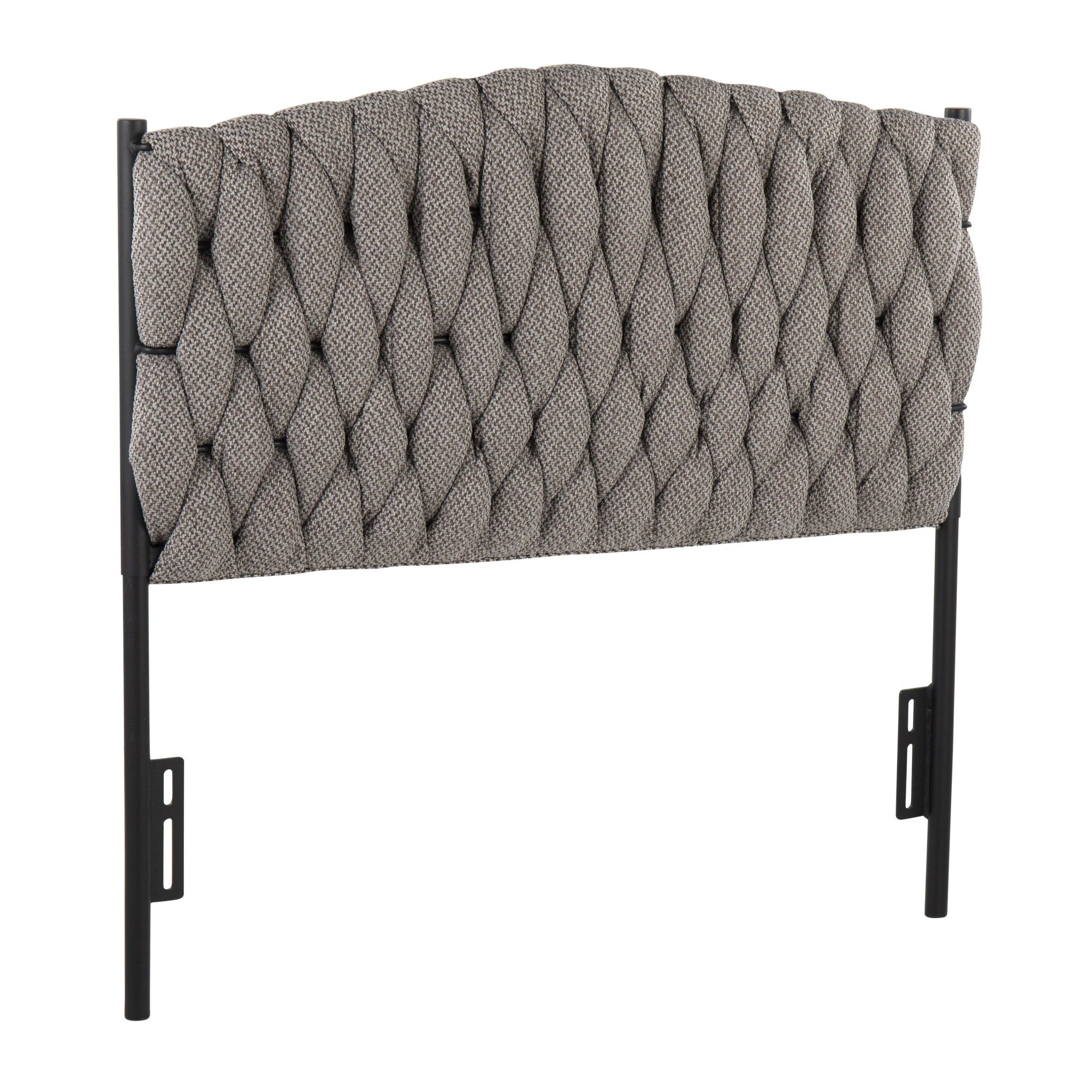 Braided Matisse Twin Headboard - Black Metal, Grey Fabric