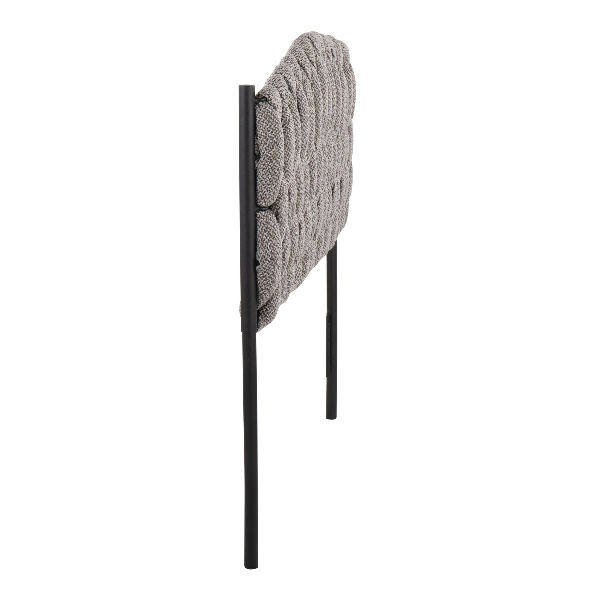 Braided Matisse Twin Headboard - Black Metal, Grey Fabric