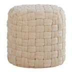 Braided Round 16" Ottoman - Cream Velvet