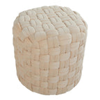 Braided Round 16" Ottoman - Cream Velvet