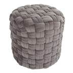 Braided Round 16" Ottoman - Dark Grey Velvet