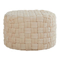 Braided Round 24" Ottoman - Cream Velvet