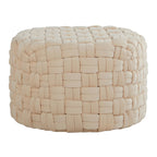 Braided Round 24" Ottoman - Cream Velvet