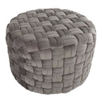 Braided Round 24" Ottoman - Dark Grey Velvet