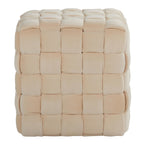 Braided Square 16" Ottoman - Cream Velvet