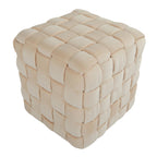 Braided Square 16" Ottoman - Cream Velvet