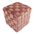 Braided Square 16" Ottoman - Blush Pink Velvet