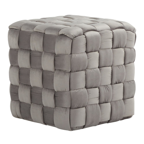 Braided Square 16" Ottoman - Dark Grey Velvet