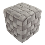 Braided Square 16" Ottoman - Dark Grey Velvet
